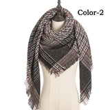 Christmas Gift 2021 New Winter Knitted Scarf Cashmere Pashmina Women Warm Neck Scarves Shawls Plaid Wraps Triangle Stoles Lady Bandana