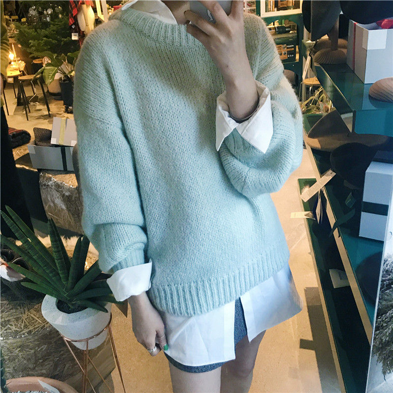 Christmas Gift Sweater Women 2021 Autumn Winter Solid O Neck Pullover Sweaters Korean Style Knitted Long Sleeve Jumpers Casual Tops