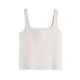 Christmas Gift high quality chic basic U-NECK Summer white knit Women tank top sexy sleeveless t-shirt  vintage top casual crop top t shirt
