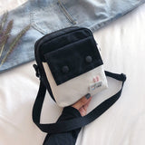 Kukombo Mini Shoulder Bag Female Small Canvas Fashion Canvas Cross Body Bag Casual Handbag Simple Zipper Purse Coin Bag