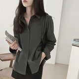 Kukombo New 2022 Women Autumn Winter Blouse Shirts Casual Oversized Elegant Solid Fashionable Office Lady Wild Tops BL3277