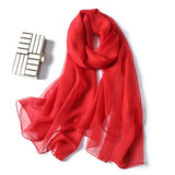 Christmas Gift 2021 spring summer women silk scarf fashion solid long size beach stoles female foulard shawls neck wrap pure hijabs scarves