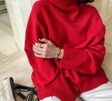 Kukombo Christmas Gift Hirsionsan Turtle Neck Cashmere Sweater Women Korean Style Elegant Thick Warm Female Knitted Pullovers Loose Casual Outwear 2023