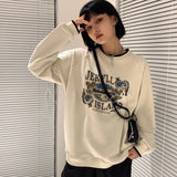 Kukombo Women Crew Neck Raglan Sleeved Sweatshirt With Contrast Trimming In Beige Vintage Frint Front Sweatshirt