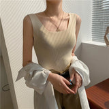 Christmas Gift Vest Female Summer Round Neck Sleeveless Solid Pullover 2021 Korean Style Women's Tops Camisole Crop Top Female Clothing #