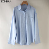 Christmas Gift EZSSKJ 2021 new chic casual loose cotton blouse shirt women solid color oversize long blouse shirt  Women