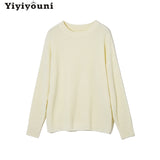 Christmas Gift Yiyiyouni Vintage Oversized Knitted Sweater Women Elegant Thick Loose Sweater Pullovers Female Korean Fashion Solid Knitted Tops