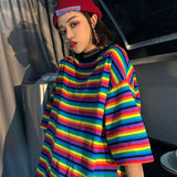Christmas Gift Summer Striped Women Tshirt Oversized Short Sleeve Female T-shirts Chic Fashion Ladies Tee Tops O-Neck Casual Women's T Shirt