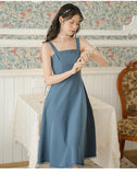 Kukombo Dresses For Women 2022 Blue Gentle And Wild Sleeveless Sling Dress Summer French Fashion Retro First Love Dress