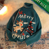 Christmas Gift Men's And Women'sTurtleneck Christmas Sweater Ladies Lovely Elk   Pullover Sweater Outer Wear Sweater Holiday Costumes Loose Top