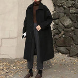Kukombo Women Wool Blends Long Coat Thickening Casual Fashion Warm All-match Single Breasted Slim Overcoat Turn-down Collar Classic Chic