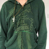 Kukombo Green Hoodie Zipper Jacket Women Vintage Sweatshirt Zip Long Sleeve Harajuku Streetwear Y2K Aesthetic Hip Hop Top Hoodies Zip-Up