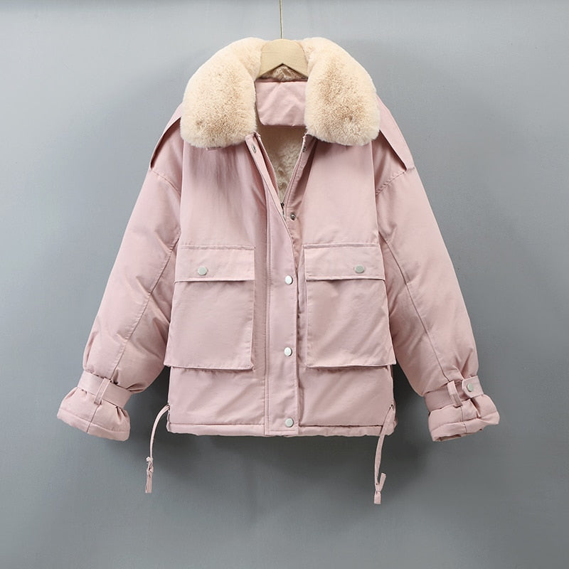 Christmas Gift Cotton padded clothes Korean loose cotton padded jacket 2021 new Parker coat women's winter short thickened zipper tooling coat