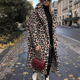 Christmas Gift Luxury Fashion Leopard Long Teddy Bear Jackets Coats Women 2021 Winter Thick Warm Outerwear Brand Fashion Faux Fur Coat Female