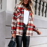 Christmas Gift Autumn Jackets Coats Women Winter Plaid Jacket Female Overshirt Long Checkered Jacket Women Shirt Coat For Women 2021