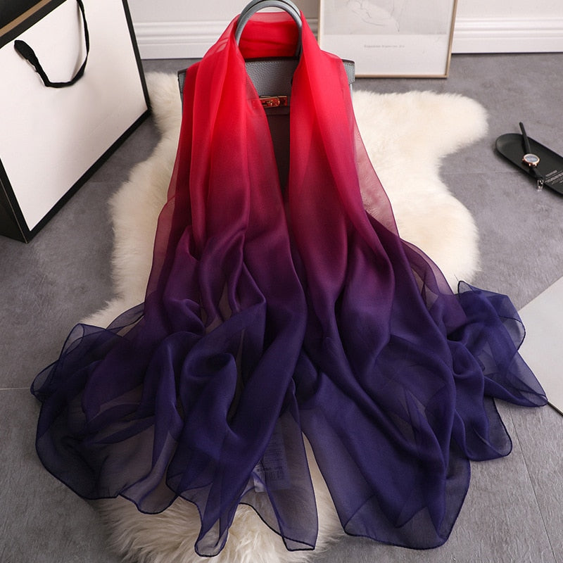 Kukombo Christmas Gift 2023 Women Scarf Fashion Summer Print Silk Scarves For Lady Shawls Wraps Oversize Female Hijabs Pashmina Foulard Bandana Hijabs