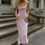 Kukombo Velvet Solid Women Strap Midi Dress Slit Stacked Loose Elegant Party Streetwear 2022 Spring Summer Festival