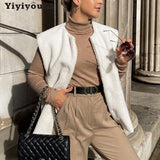 Christmas Gift Yiyiyouni Thicken Warm Waistcoat Women Autumn Winter Lamb Wool Vests Coat Female Sleeveless White Jackets Ladie Casual Tops 2021