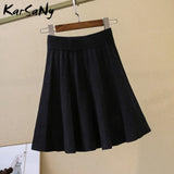 Christmas Gift Knitted Pleated Mini Skirt Women Spring 2021 Short Skirts Womens High Waist Pleated Knit Skirts For Women Vintage Skirt Mini