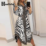 Kukombo Zebra Print Irregular 2022 Casual Shirt Dress