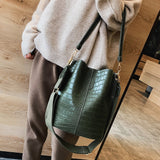 Back To College 2023 Vintage Leather Stone Pattern Crossbody Bags For Women New Shoulder Bag Fashion Handbags And Purses Bucket Bags