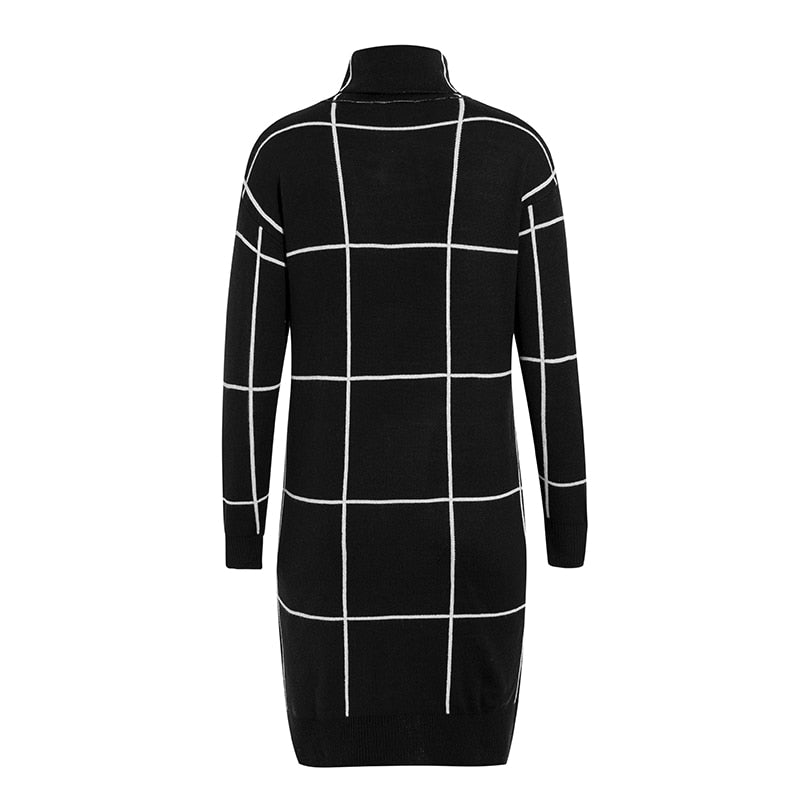 Christmas Gift Plaid turtleneck women pullover sweaters Casual office ladies outerwear knitted sweaters Autumn winter female jumpers