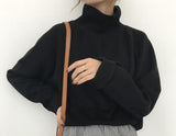 Christmas Gift DISWEET 2021 Turtleneck Sweater Women Solid Long Sleeve Knit Tops Loose Casual Sweaters Korean Female Pullovers