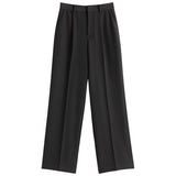 Christmas Gift FANSILANEN Office Lady High Street Pants Women 2021 New Autumn Loose Straight Pants Black Green All-match Casual Trousers