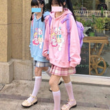 Kukombo Harajuku Kawaii Oversized Hoodie 2021 Fashion Japanese Streetwear Sweet Femme Candy Pink Kawaii Cute Cartoon Print Hoodies