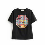 Kukombo Vintage Beige Rolling Stones Summer Tshirt Rock Cartoon O Neck Cotton T-Shirt Girls Streetwear Designer Style New Arrivals