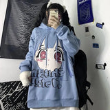 Kukombo Gothic Punk Y2k Hoodies Women Graffiti Oversized Anime Sweatshirt Streetwear Women White Long Sleeve Tops Kpop Alt Clothes