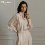 Kukombo Casual Loose Satin Pants Set Women Fashion Long Sleeve Blouses Shirt Two Piece Set Elegant High Waist Trousers Suit