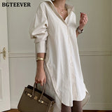 Christmas Gift BGTEEVER 2021 Spring Long Striped Women Blouses Shirt Female Blouse Tops Full Sleeve Casual Cotton Oversized Blouses Female