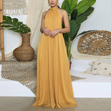 Kukombo Women Chiffon Halter Backless Jumpsuits Loose Style Long Overalls Elegant Party Club Jumpsuit