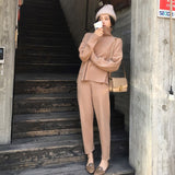 Christmas Gift Casual Sweater Pants Knitted 2 Pieces Set Turtleneck Pullovers & Elastic Waist Pants Women Sweater Sets 2021 Autumn Knitted Set