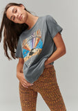 Kukombo Spring Summer Baggy Tee Fashion Ribbed Collar For Texture Screen Printed Oversized Fit Cotton Tshirt For Women