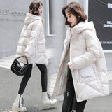 Christmas Gift 2021 New Winter Jacket Parkas Coat Women's Clothes Long Coat Fashion Loose Casual Hooded Cotton Padded Parka Jacket Basic Coat