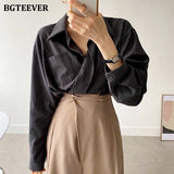 Christmas Gift Casual Turn-down Collar Women Solid Blouses Tops 2022 Autumn Full Sleeve Pocket Female Shirts Elegant Ladies Blusas