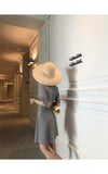 Kukombo New Style Korean-Style WOMEN's Wear French-Waist Hugging A- Line V-Neck Backless Short Sleeve Dress
