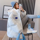 Christmas Gift Oversized Fashion Purple Parkas Women Hooded Jacket 2021 Winter Loose Cotton Padded Student Coat Thicken Warm Outerwear