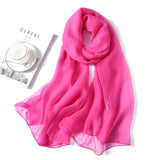 Christmas Gift 2021 spring summer women silk scarf fashion solid long size beach stoles female foulard shawls neck wrap pure hijabs scarves