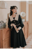 Kukombo Preppy Style Dress Women Spring 2022 French Double Collar Fashion Sweet Long Sleeved Elegant Dress Vestidos Autumn With Belt