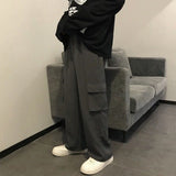 Kukombo Casual Pants Women Loose Wide-Leg Cargo Trousers All-Match Streetwear Unisex Leisure Chic Womens Students Ulzzang Fashion Spring