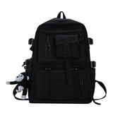 Back to school backpack Preppy Style Black Unisex Men Nylon Waterproof Multi-Pocket Design Mochilas Teenagers Shoulder Bag