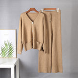 Christmas Gift Hirsionsan 2 Pieces Knitted Sets Women Tracksuit V Neck Cardigan & High Waist Pants Loose Soft Chic Knitted Sweater Outwear Lady