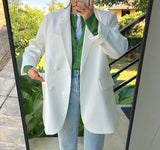Kukombo Christmas Gift Chic Loose Light Green Women Blazer Summer One Button Female Suit Jacket Full Sleeve Outwear blaser femme