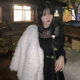 Graduation Gift Big Sale Gothic Black Y2k Dress Women 2023 Autumn Casual Lace Long Sleeve One Piece Dress Korean Evening Party Elegant Midi Dress Female