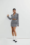 Kukombo Autumn Winter Fashion Tweed Suits Two Piece Set Women Full Sleeve Short Coat Top Women And High Waist Skirt Women's Suit