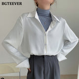 Christmas Gift BGTEEVER Office Ladies Striped Women Blouses Tops Full Sleeve Loose Women Shirts Elegant Spring Blusas Mujer 2021