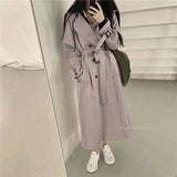 Kukombo Woman Windbreaker Coat Black Retro British Style Spring Medium Long Korean Preppy Style 2022 Fashion Loose Women Oversize Coat